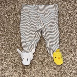 Carter's Striped Newborn Footed Pants in Gray & White